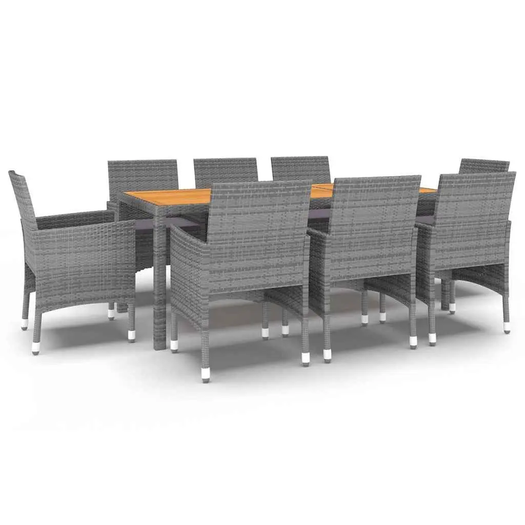 9-Piece Grey Outdoor Dining Set with Durable PE Rattan