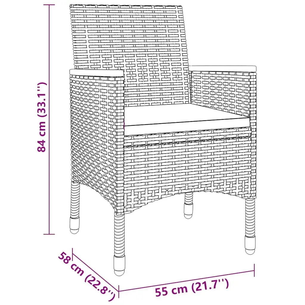 Garden Dining Set 9 Piece Grey PE Rattan Steel Frame Acacia Wood Table