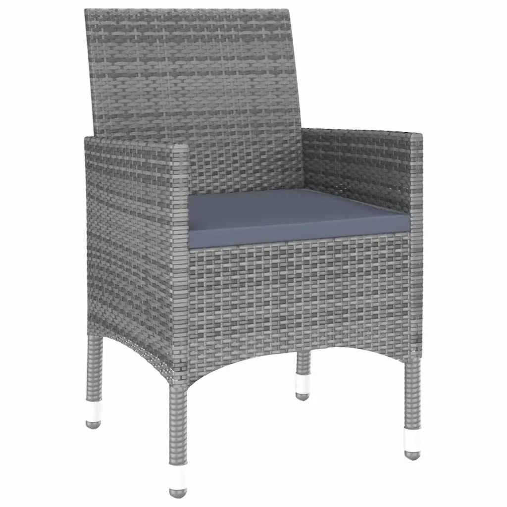 3 Piece Grey Garden Dining Set with Cushions