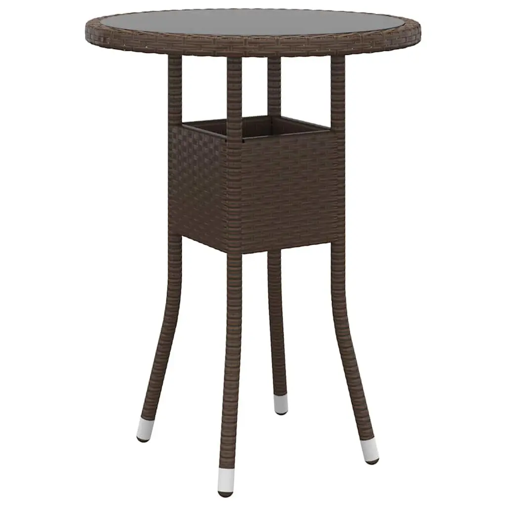 Garden Dining Set PE Rattan Powder-coated Steel 3 Piece Brown Outdoor Patio Furniture