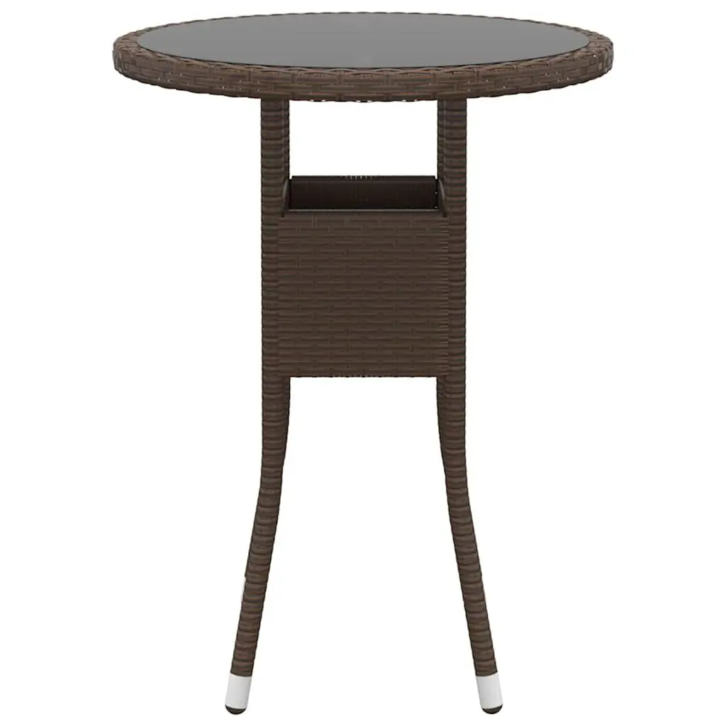 Garden Dining Set PE Rattan Powder-coated Steel 3 Piece Brown Outdoor Patio Furniture