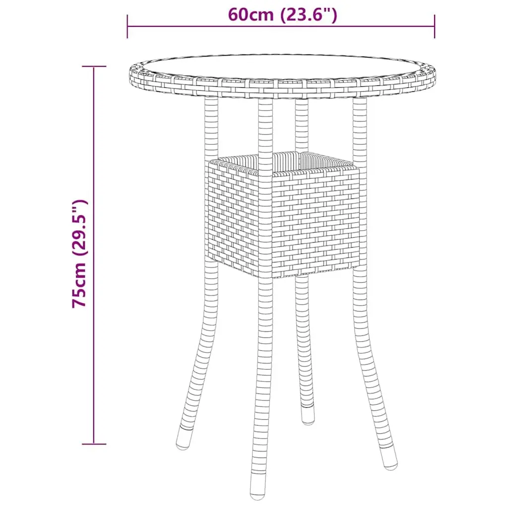 Garden Dining Set PE Rattan Powder-coated Steel 3 Piece Brown Outdoor Patio Furniture