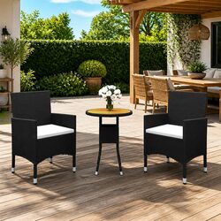 Stylish 3 Piece Garden Dining Set with Rattan Chairs