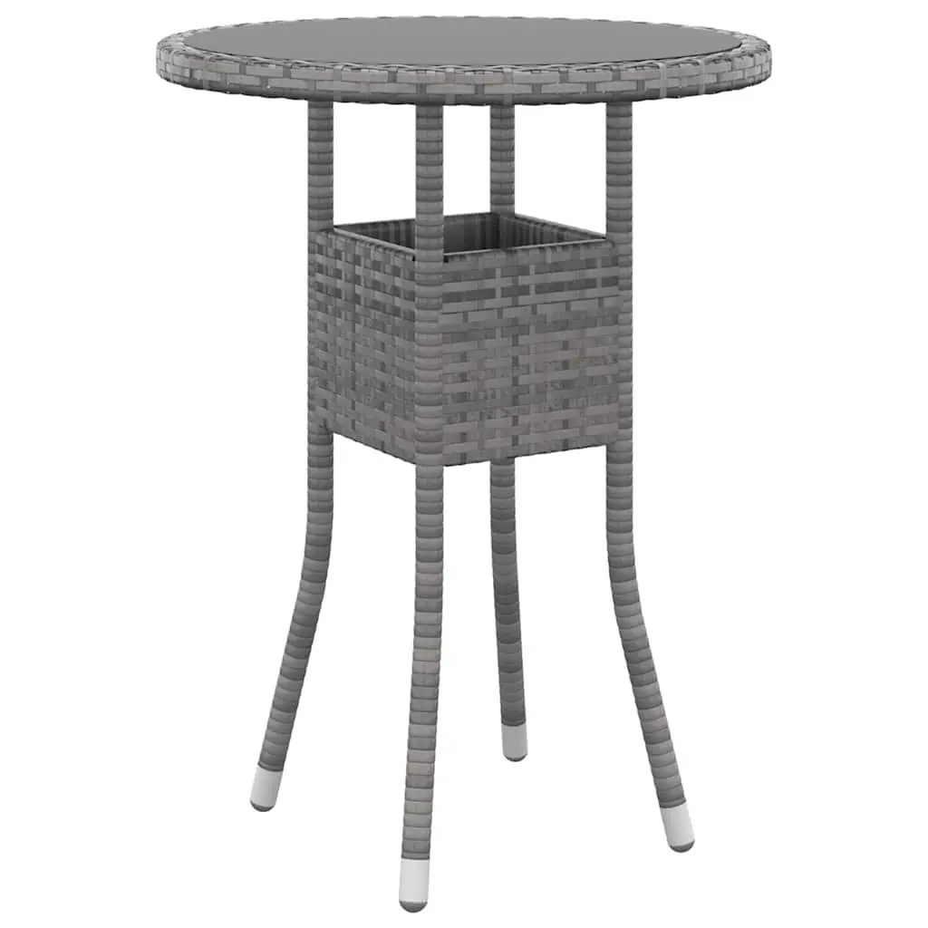 Garden Dining Set Steel PE Rattan 3 Piece Outdoor Patio Furniture Table Chairs Grey