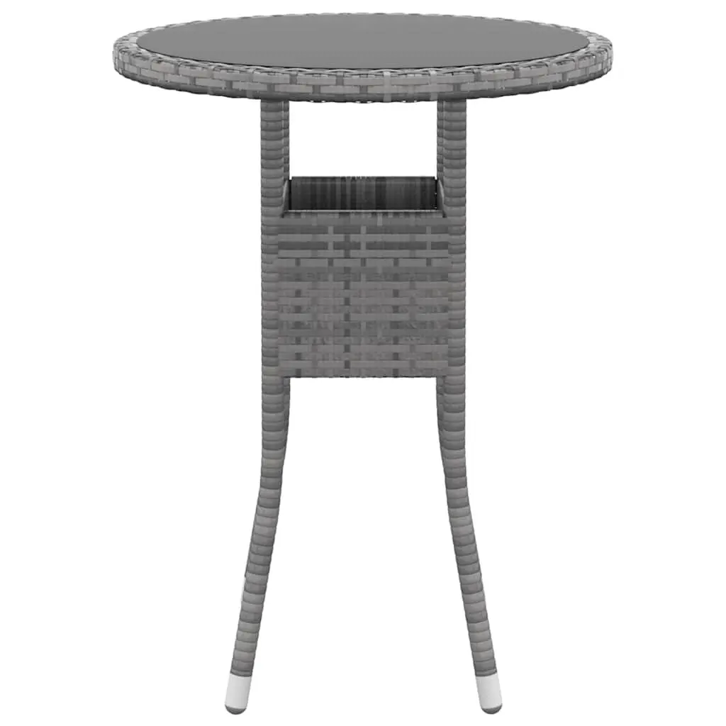 Garden Dining Set Steel PE Rattan 3 Piece Outdoor Patio Furniture Table Chairs Grey
