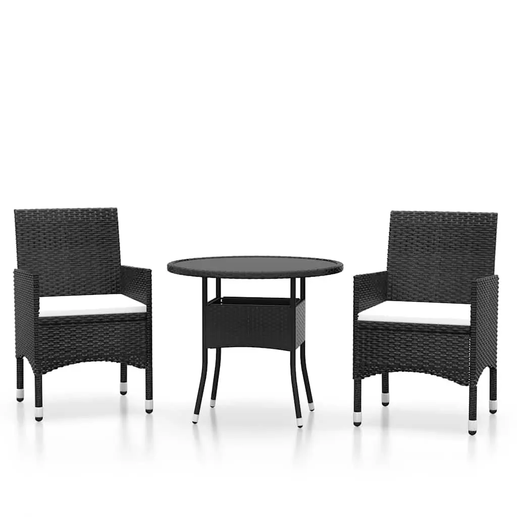 3 Piece Poly Rattan Outdoor Dining Set