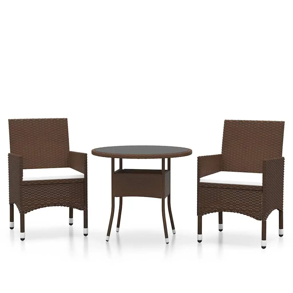 3 Piece Garden Dining Set Outdoor Brown