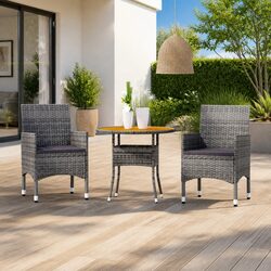 Outdoor Garden Dining Set - 3 Piece Rattan & Steel
