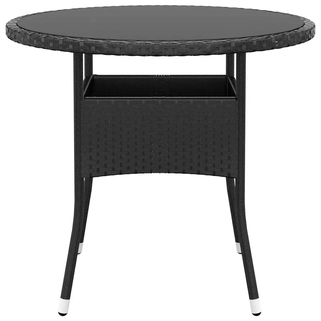 5-Piece Black Poly Rattan Garden Dining Set