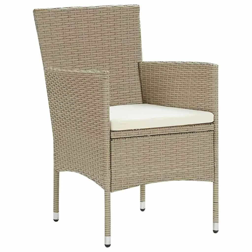 Garden Dining Set Poly Rattan 5 Piece Outdoor Patio Furniture Beige Table Chairs