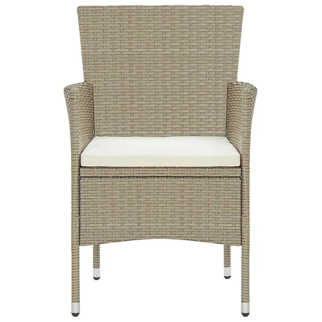 Garden Dining Set Poly Rattan 5 Piece Outdoor Patio Furniture Beige Table Chairs