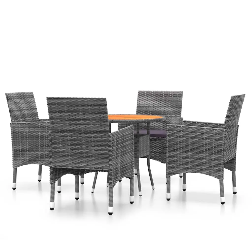 Garden Dining Set Poly Rattan Grey 5 Piece Outdoor Patio Furniture Table Chairs