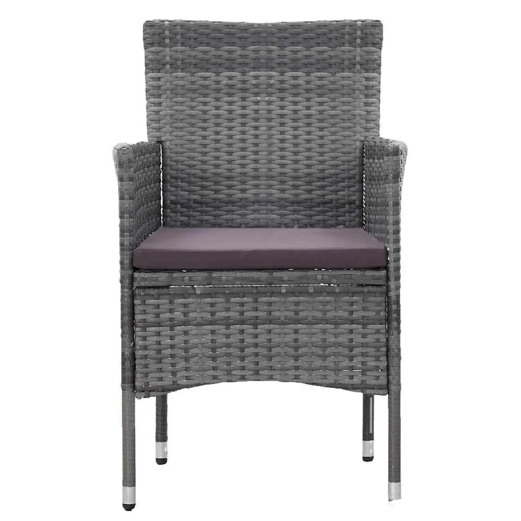 Garden Dining Set Poly Rattan Grey 5 Piece Outdoor Patio Furniture Table Chairs