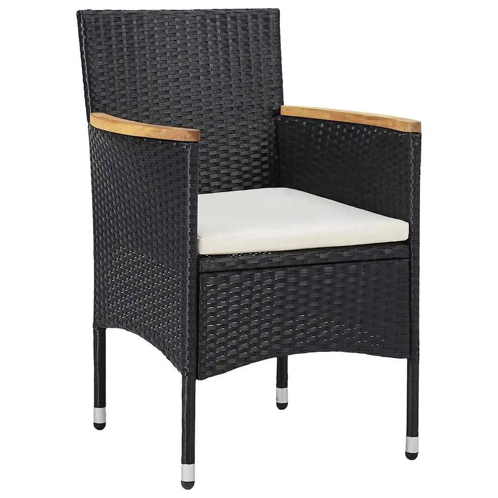 Garden Dining Set 5 Piece Outdoor Furniture Poly Rattan Steel Frame Acacia Wood