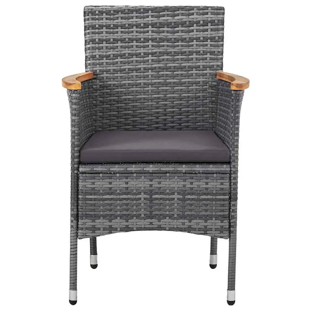 Outdoor Dining Set Poly Rattan 5 Piece Garden Furniture Grey Patio Table Chairs