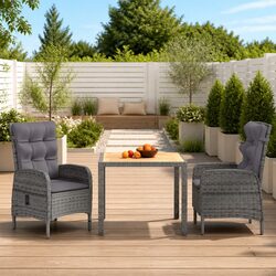 Elegant 3 Piece Grey Outdoor Garden Dining Set