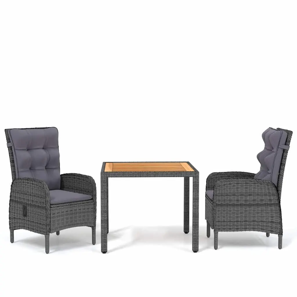 3 Piece Grey Outdoor Garden Dining Set