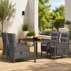 Durable 5 Piece Grey Garden Dining Set with Rattan Chairs