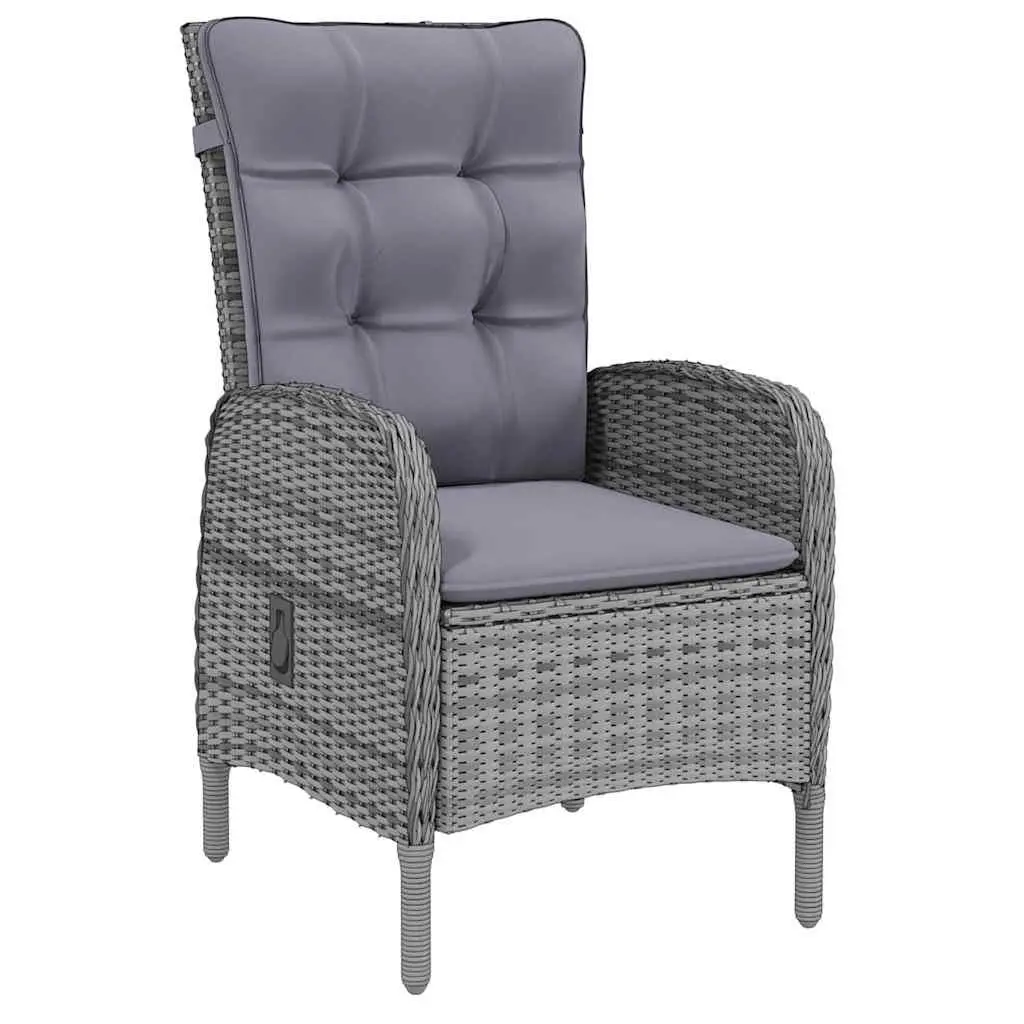 5 Piece Grey Garden Dining Set with Rattan Chairs