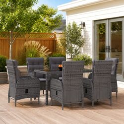 Stylish 7 Piece Garden Dining Set with Steel Frame