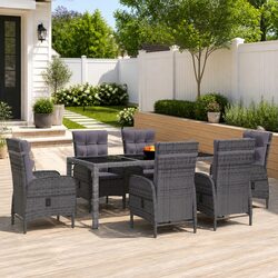 Stylish 7 Piece Grey Garden Dining Set with Durable Build
