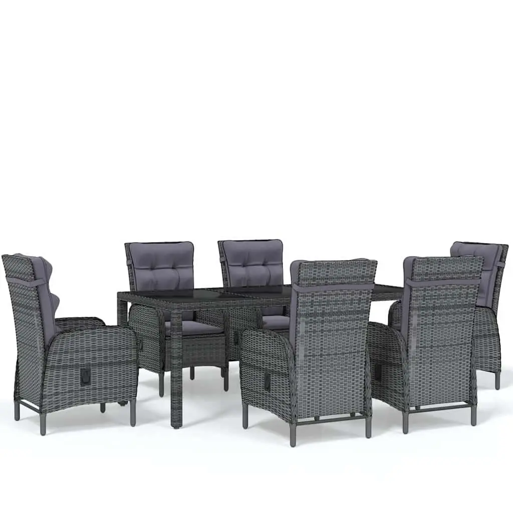 7 Piece Grey Garden Dining Set with Durable Build