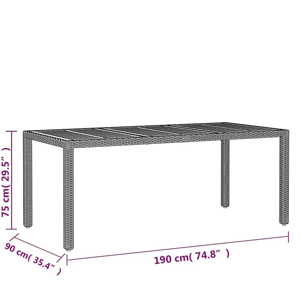 Garden Dining Set 7 Piece Outdoor Furniture Steel PE Rattan Grey Acacia Wood