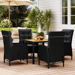 Durable 5 Piece Garden Dining Set with Rattan and Steel