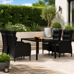 5 Piece Outdoor Dining Set with Black PE Rattan