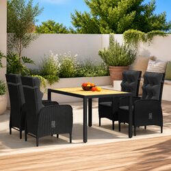 Durable 5 Piece Rattan Garden Dining Set with Cushions