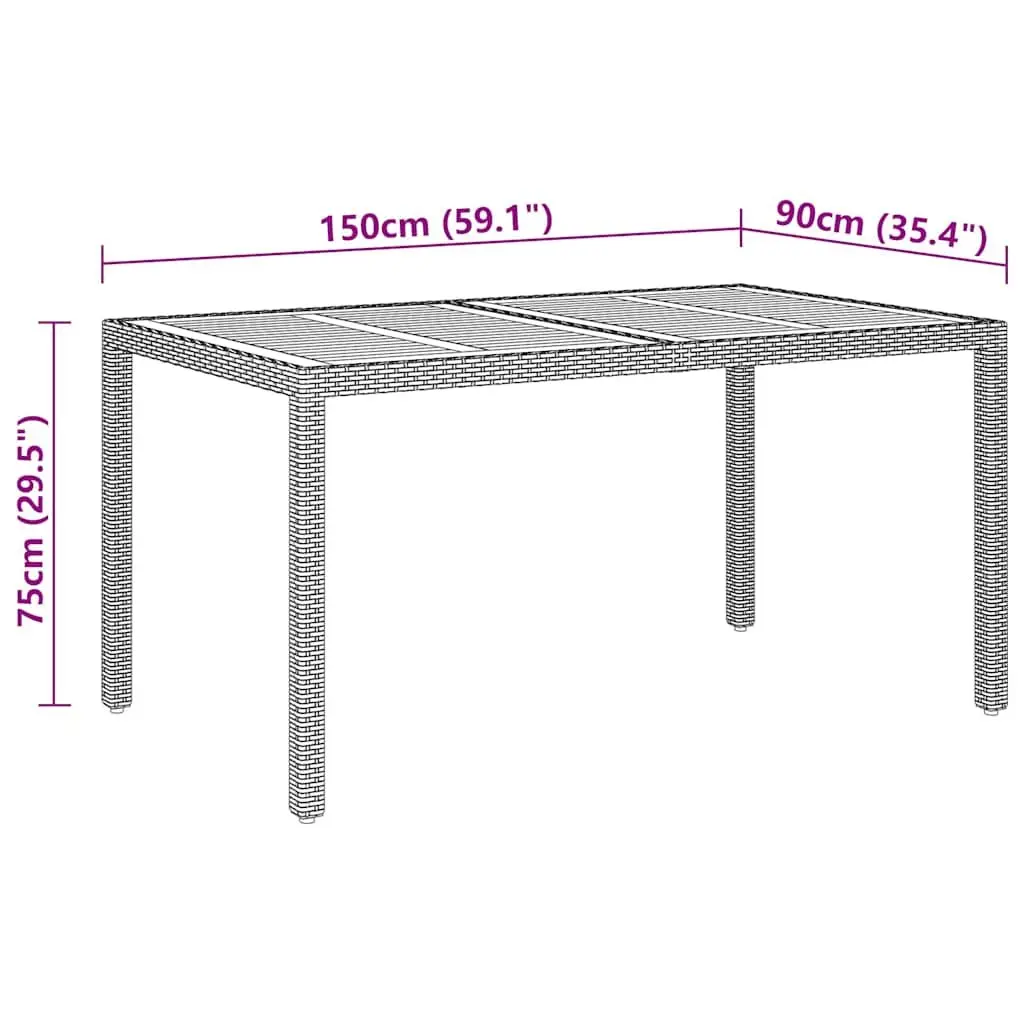 5 Piece Garden Dining Set Steel PE Rattan Solid Acacia Wood Black
