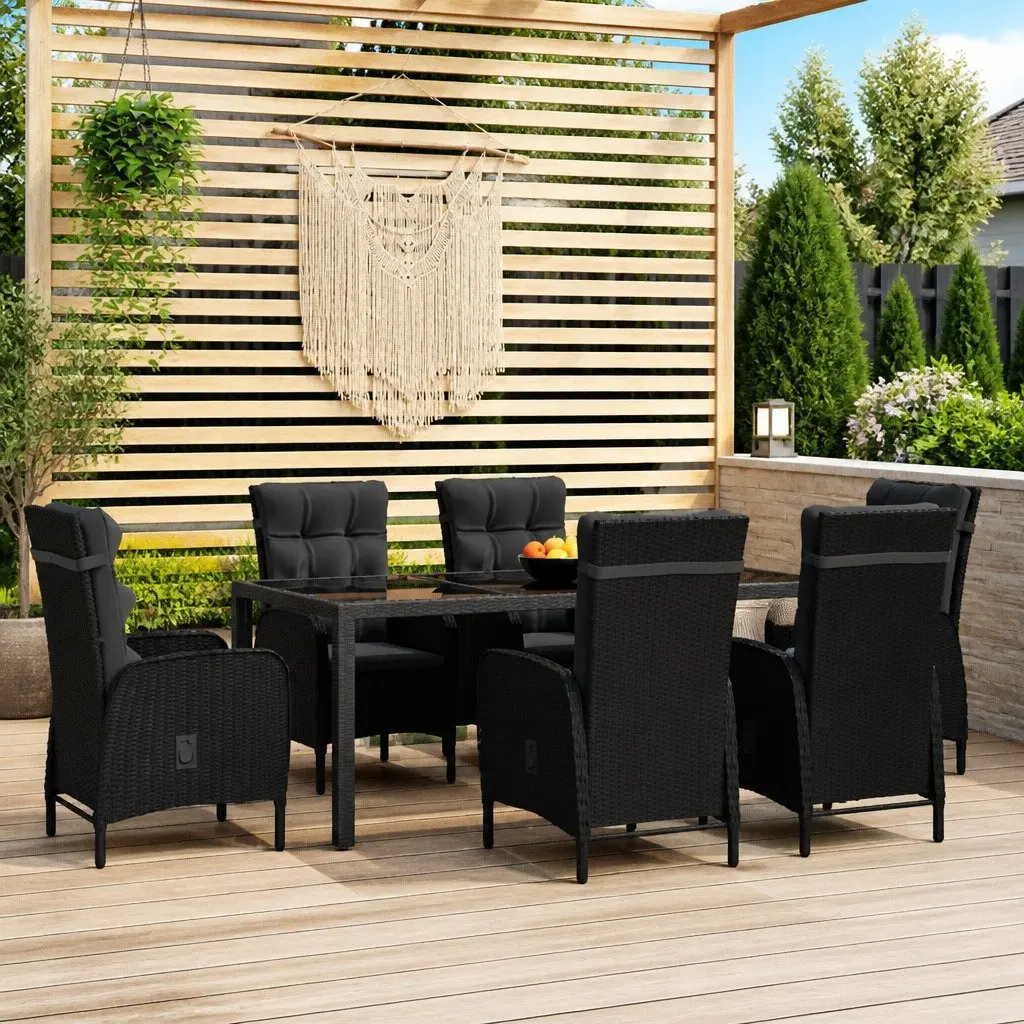 7 Piece Garden Dining Set with PE Rattan