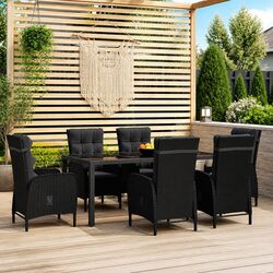 Sturdy 7 Piece Garden Dining Set with PE Rattan