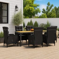 Durable 7 Piece Garden Dining Set with Rattan Chairs