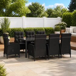 Durable 9-Piece Outdoor Dining Set with PE Rattan