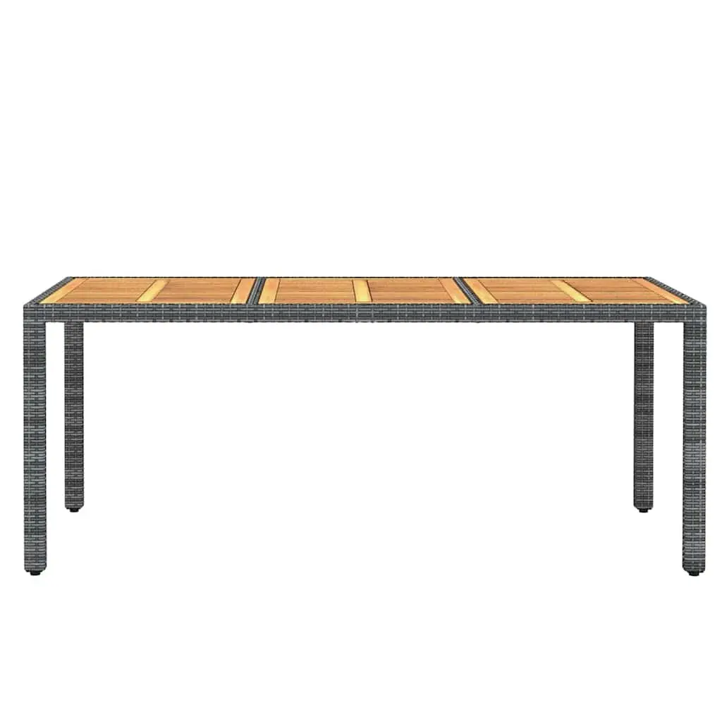9 Piece Garden Dining Set Steel Frame PE Rattan Acacia Wood Table Black