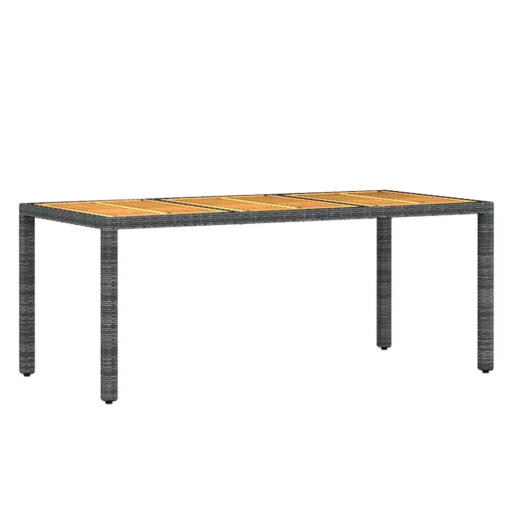 9 Piece Garden Dining Set Steel Frame PE Rattan Acacia Wood Table Black