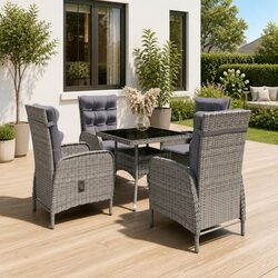 5 Piece Outdoor Patio Dining Set in Grey