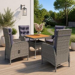 Durable 5 Piece Outdoor Patio Dining Set in Grey