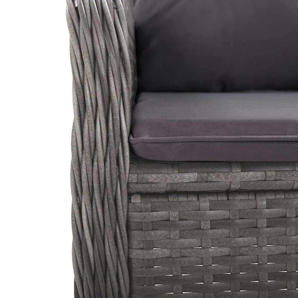 Garden Dining Set PE Rattan Acacia Wood 5 Piece Outdoor Patio Furniture Grey