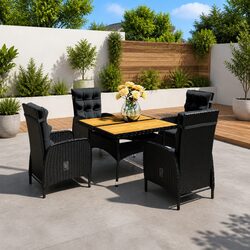 Durable 5 Piece Black Outdoor Garden Dining Set