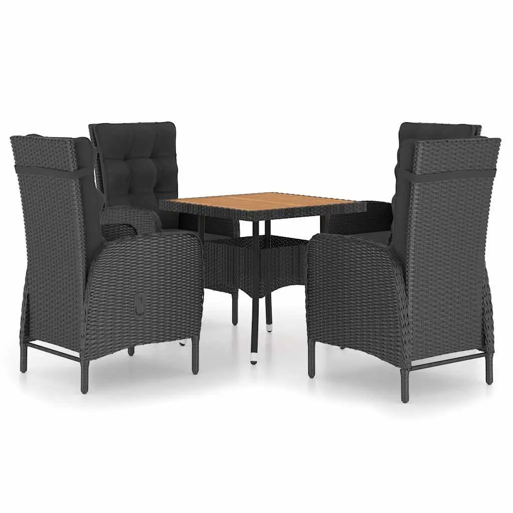5 Piece Black Outdoor Garden Dining Set