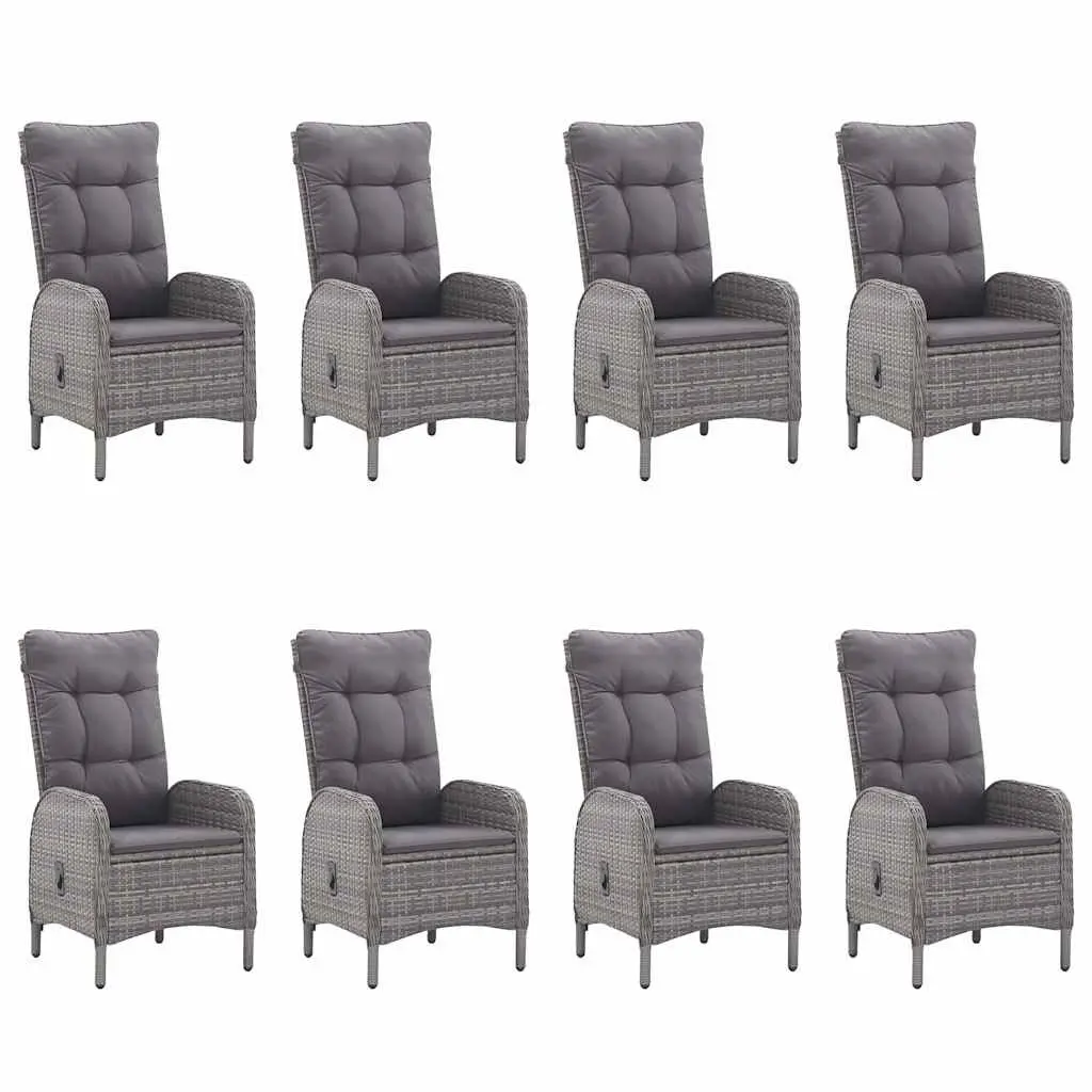 9 Piece Grey PE Rattan Garden Dining Set