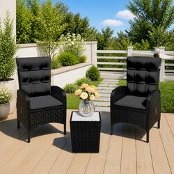 Durable 3-Piece Black Garden Bistro Set for Outdoors