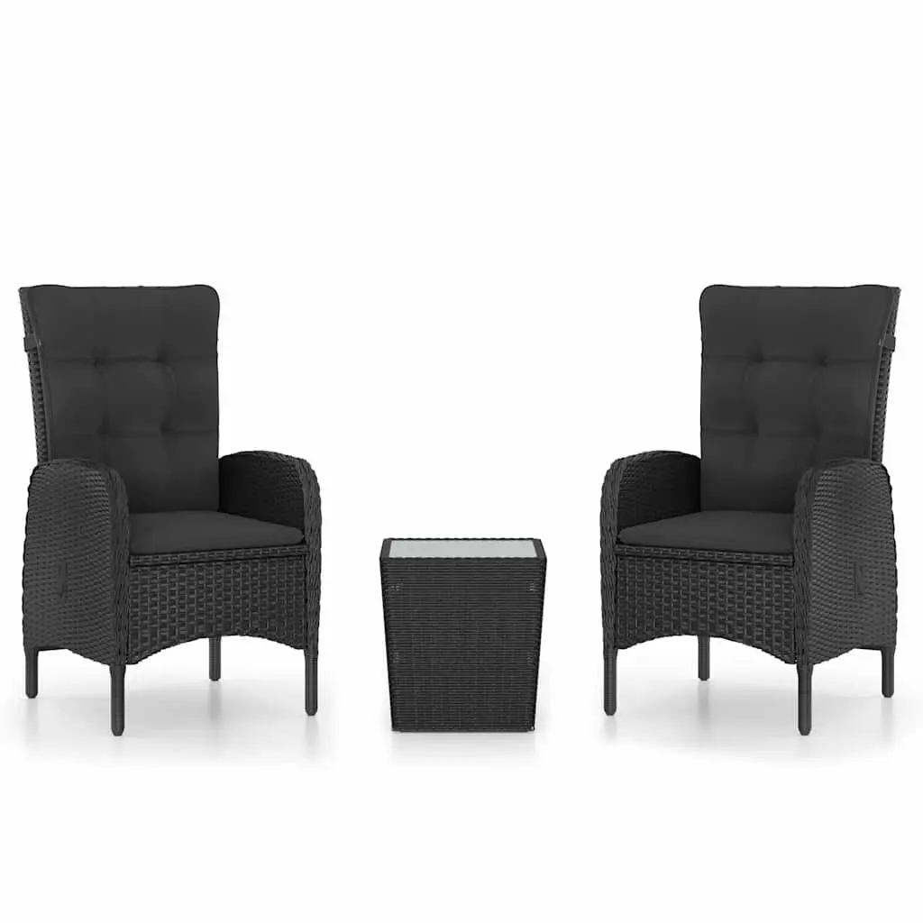 3-Piece Black Garden Bistro Set for Outdoors