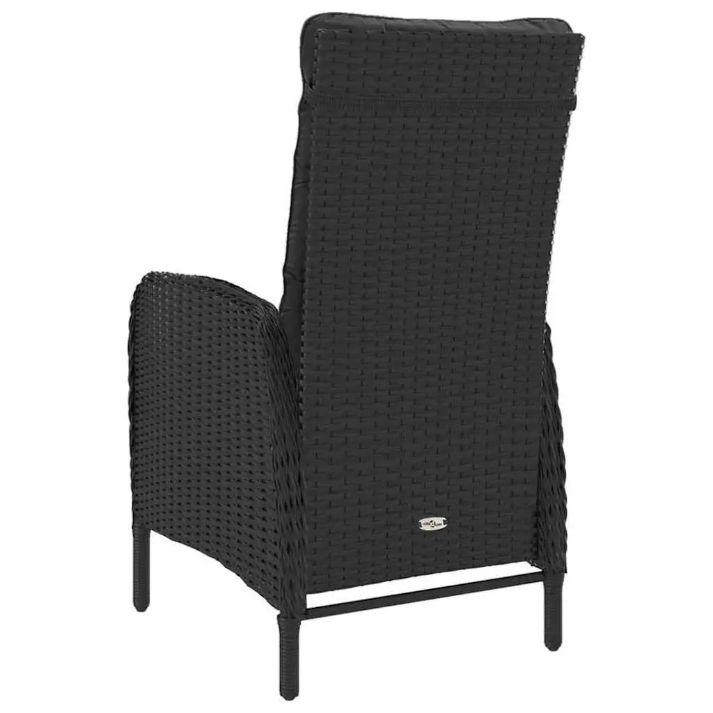 Bistro Set Powder-coated Steel PE Rattan Glass Top 3 Piece Outdoor Furniture Black