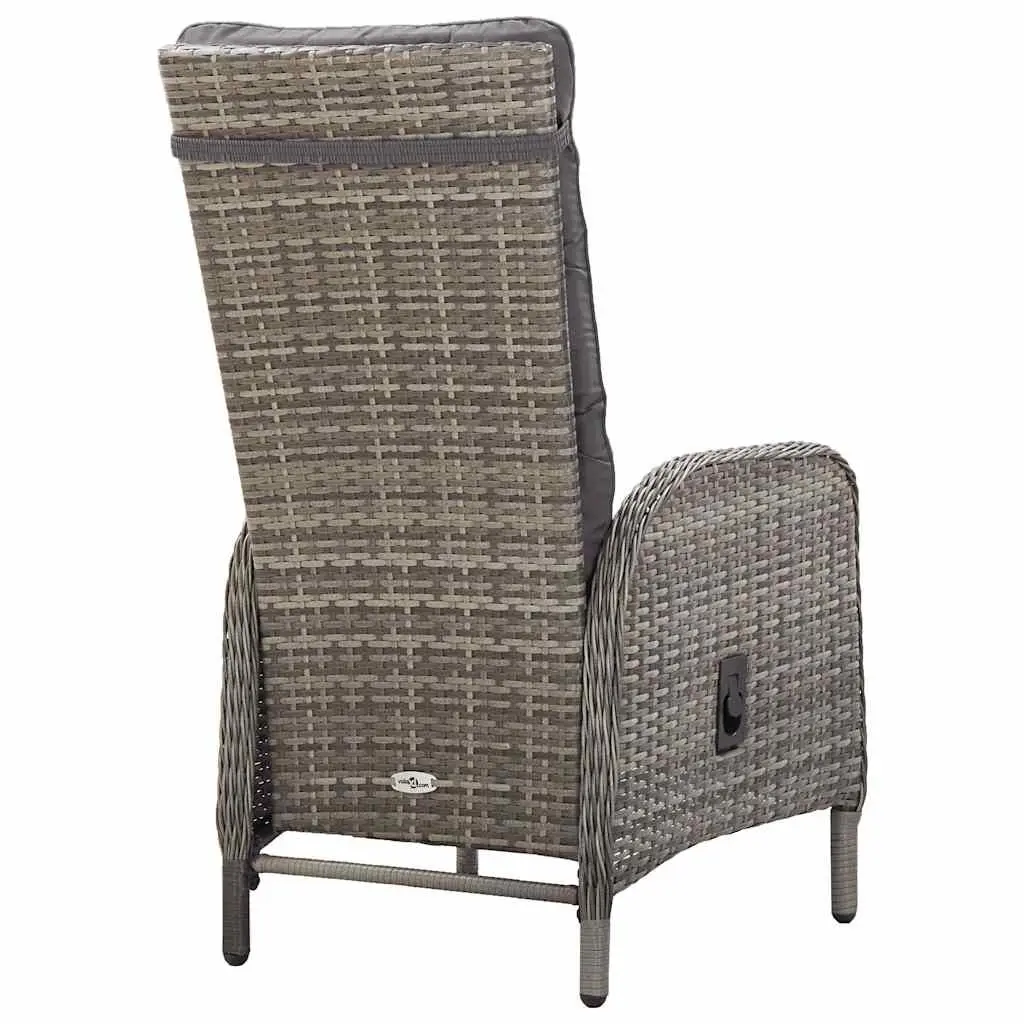 3 Piece Garden Bistro Set with Grey Chairs and Table