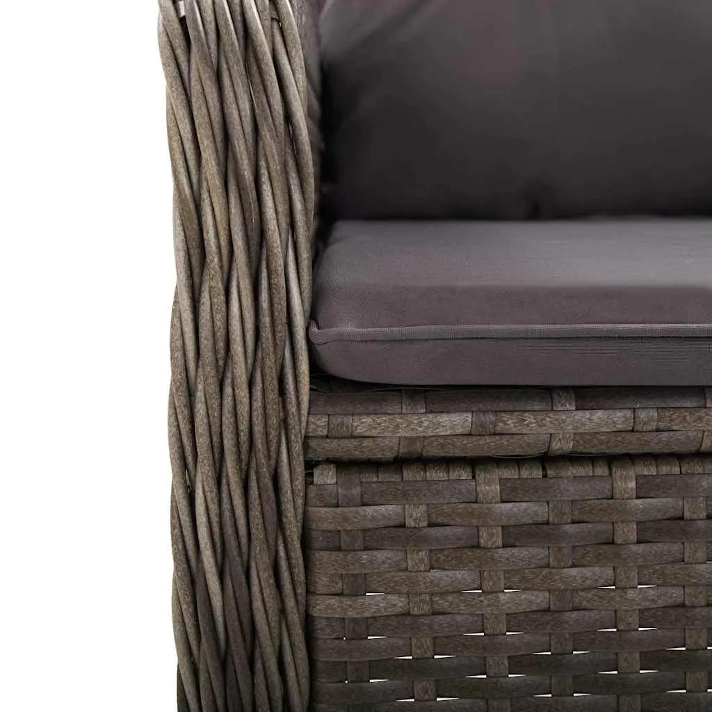 3 Piece Garden Bistro Set with Grey Chairs and Table