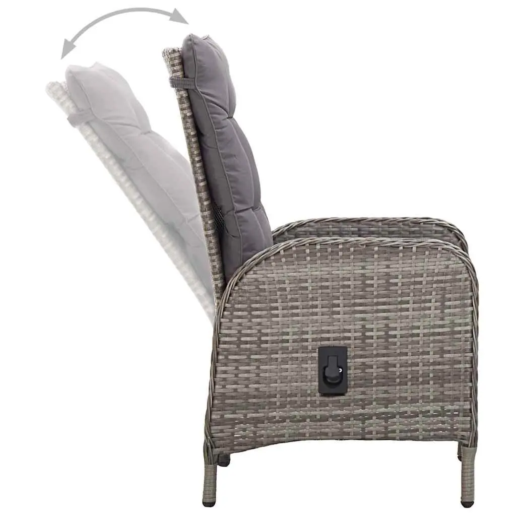 3 Piece Garden Bistro Set with Grey Chairs and Table