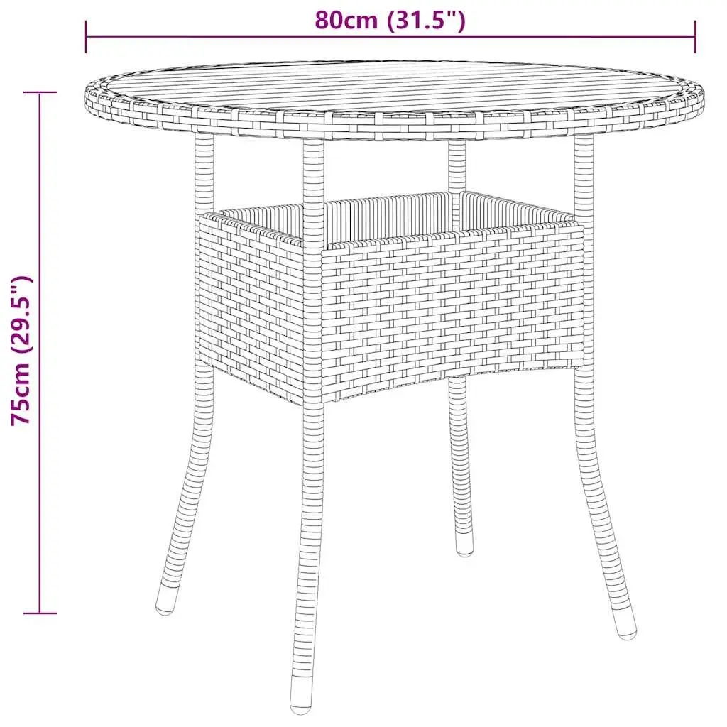 3 Piece Garden Bistro Set with Black Chairs